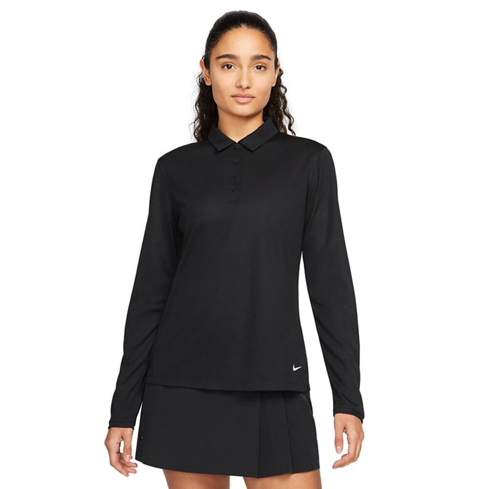 NWT Nike Dri-FIT Victory Long Sleeve Polo Black Womens Golf Size XS